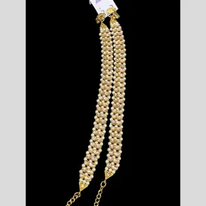 Hira Collections Traditional Gold Plated Pearls Austrian Stones Payal Anklets