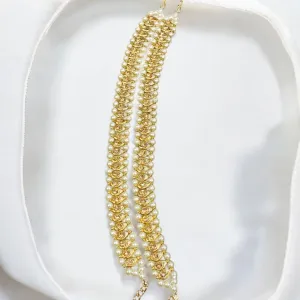 Hira Collections Traditional Gold Plated Pearls Austrian Stones Payal Anklets