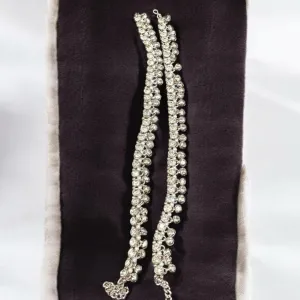 Hira Collections Traditional Silver Plated Austrain Stones Payal Anklets