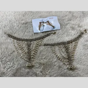 Hira Collections Traditional Silver Plated Austrian Stones Payal Anklets