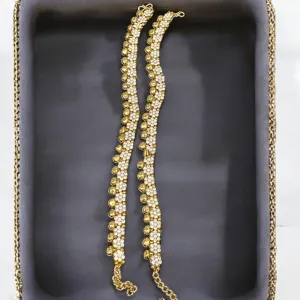 Hira Collections Traditional Silver Plated Austrian Stones Payal Anklets