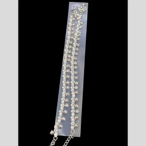 Hira Collections Traditional Silver Plated Pearls Payal Anklets