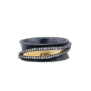 Inversion Ring 24K Gold & Oxidized Sterling Silver With Diamonds