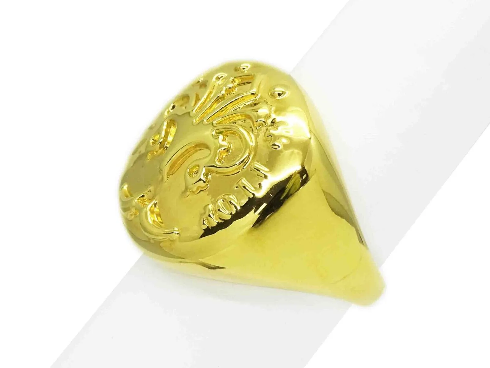 Italian Designer Soave Oro Statement Ring 14k Gold Electroform Resin Size 9.25