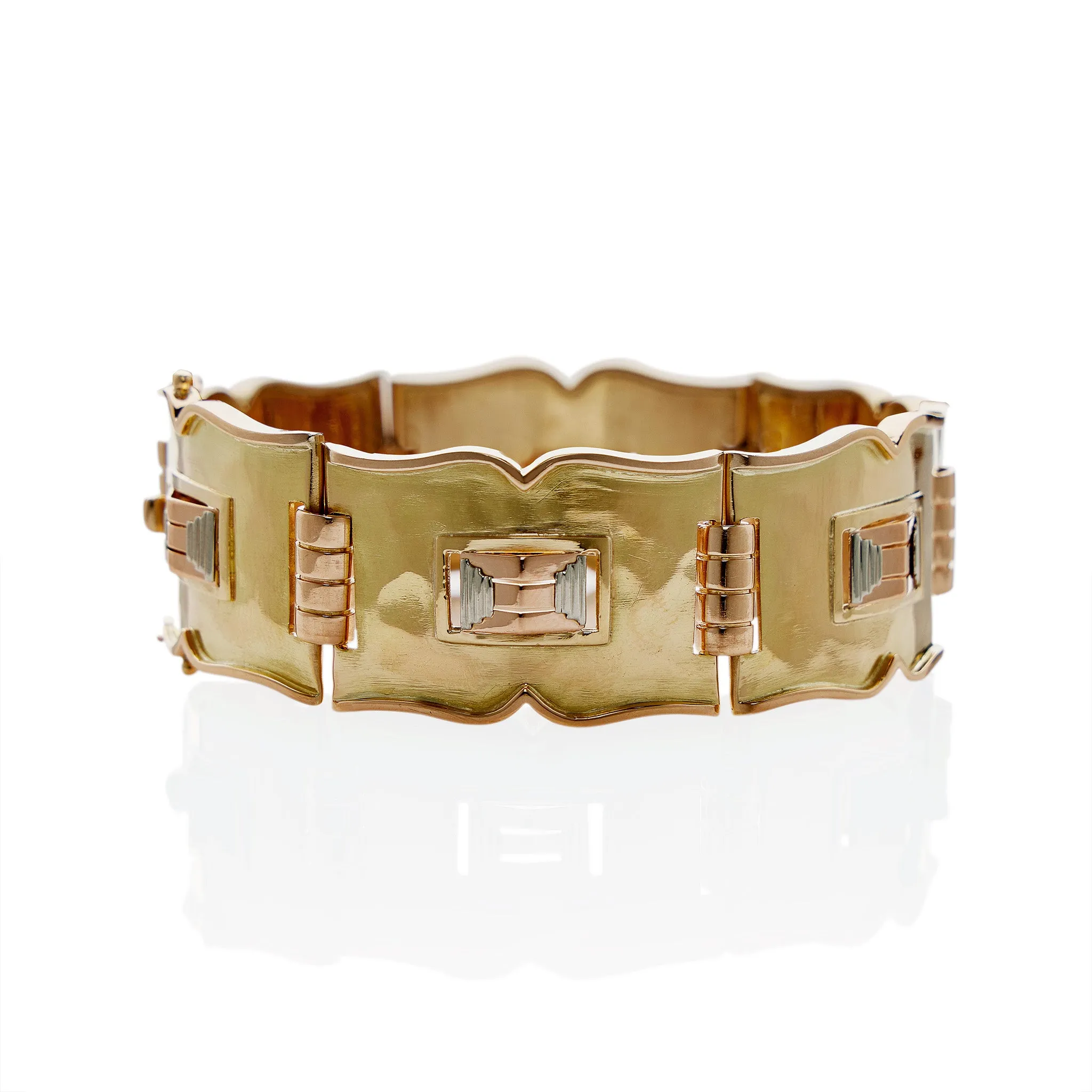 Jean Despr??s French Modernist Tri-color Gold Bracelet