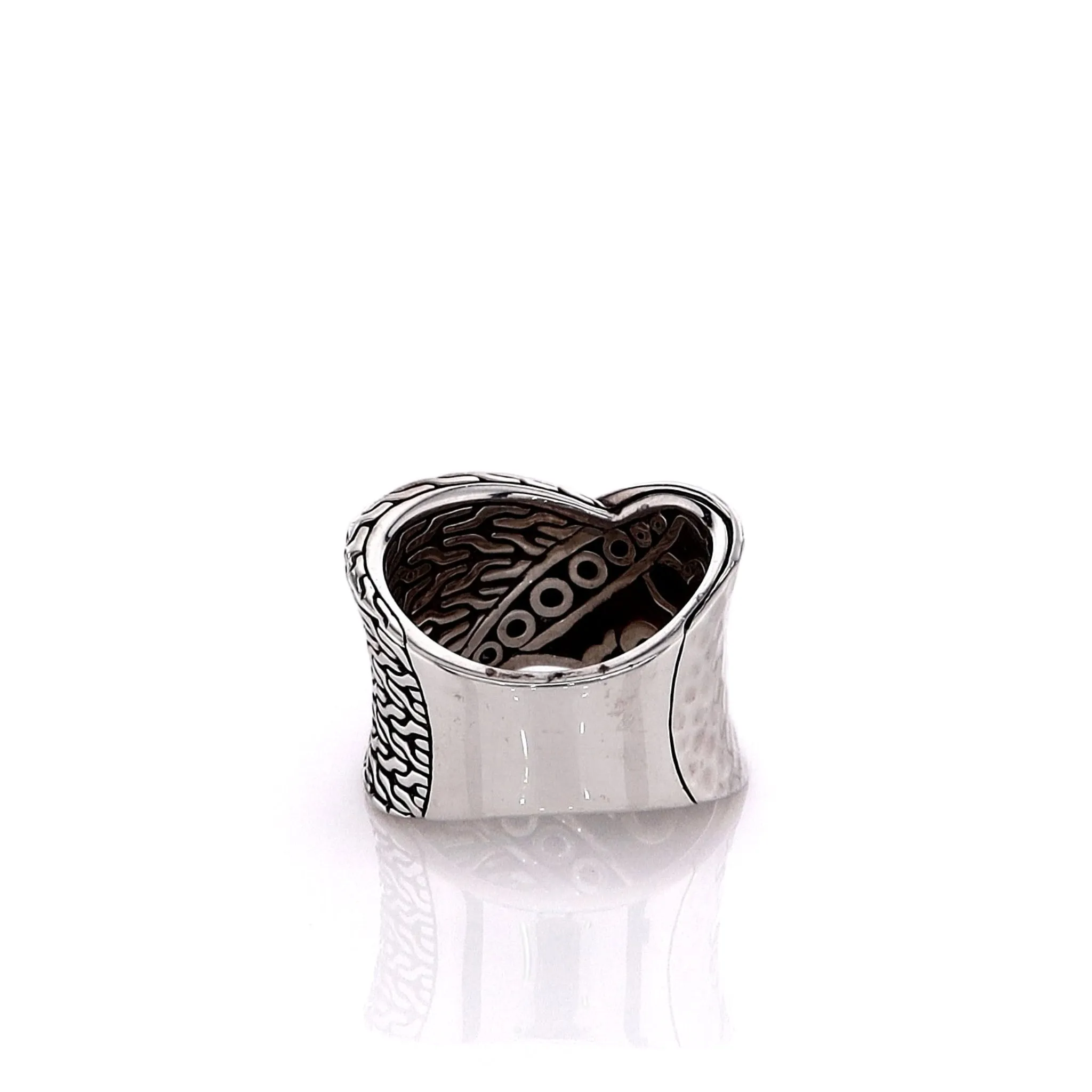 John Hardy Sterling Silver Classic Hammered Black Sapphire and Spinel Ring