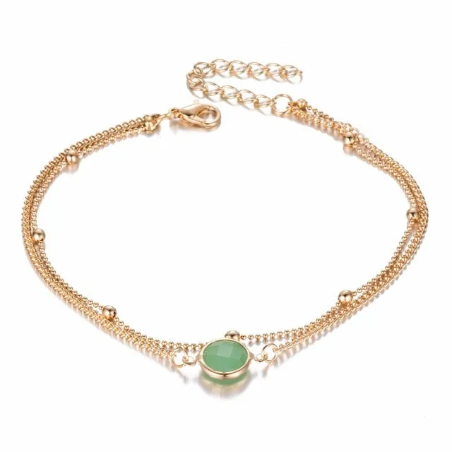 KISSWIFE 2018 Boho Opal Female Anklets Barefoot Crochet Sandals Foot Jewelry Leg New Anklets On Foot Ankle Bracelets For Women