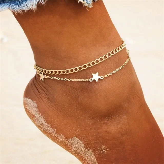 KISSWIFE 2018 Boho Opal Female Anklets Barefoot Crochet Sandals Foot Jewelry Leg New Anklets On Foot Ankle Bracelets For Women