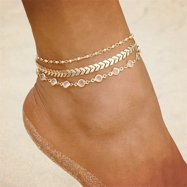 KISSWIFE 2018 Boho Opal Female Anklets Barefoot Crochet Sandals Foot Jewelry Leg New Anklets On Foot Ankle Bracelets For Women