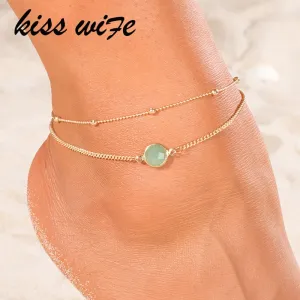 KISSWIFE 2018 Boho Opal Female Anklets Barefoot Crochet Sandals Foot Jewelry Leg New Anklets On Foot Ankle Bracelets For Women