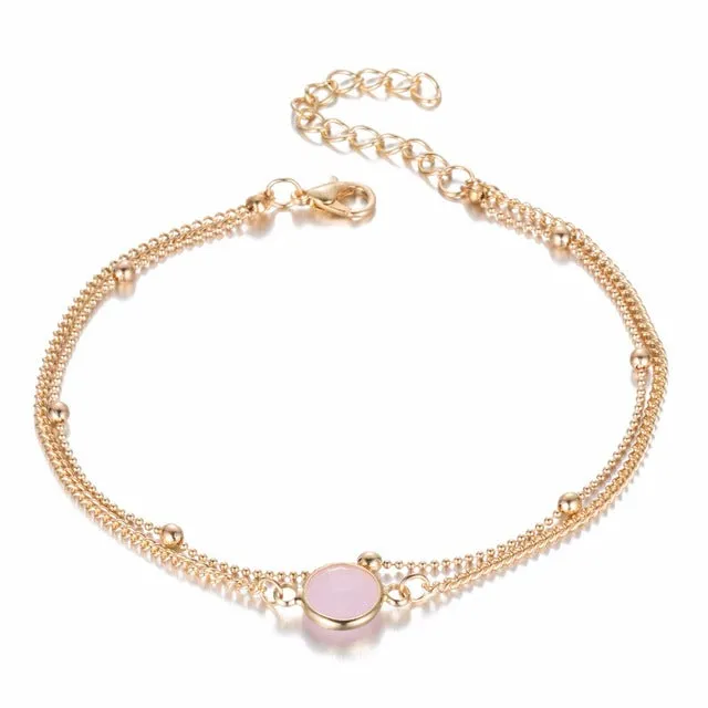 KISSWIFE 2018 Boho Opal Female Anklets Barefoot Crochet Sandals Foot Jewelry Leg New Anklets On Foot Ankle Bracelets For Women