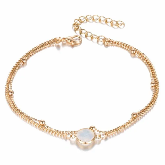 KISSWIFE 2018 Boho Opal Female Anklets Barefoot Crochet Sandals Foot Jewelry Leg New Anklets On Foot Ankle Bracelets For Women