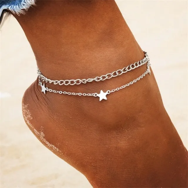 KISSWIFE 2018 Boho Opal Female Anklets Barefoot Crochet Sandals Foot Jewelry Leg New Anklets On Foot Ankle Bracelets For Women