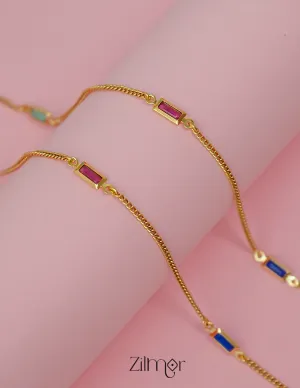 KT1011541 - Gold Toned pair Multi Kemp Stone Anklet