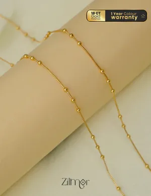 KT1011706- Anti-Tarnish Gold Plated Simple  Balls pair Anklet