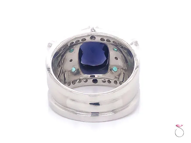 Large 3.50 Carat Tanzanite and Diamond Cocktail Ring in 18K White Gold