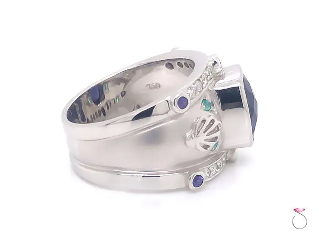Large 3.50 Carat Tanzanite and Diamond Cocktail Ring in 18K White Gold