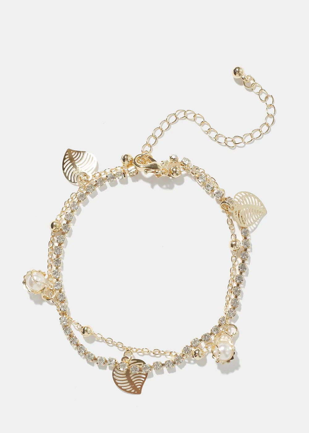 Laves & Pearl Charm Anklet