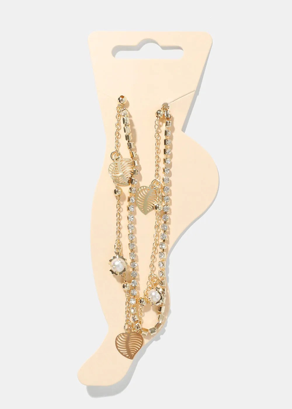 Laves & Pearl Charm Anklet