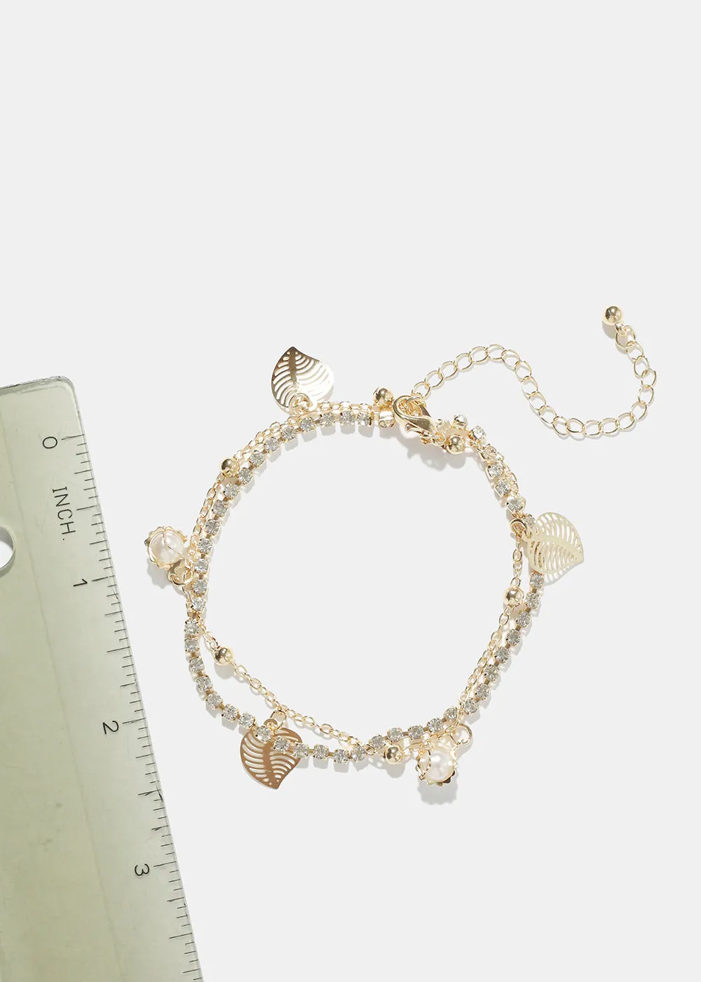Laves & Pearl Charm Anklet