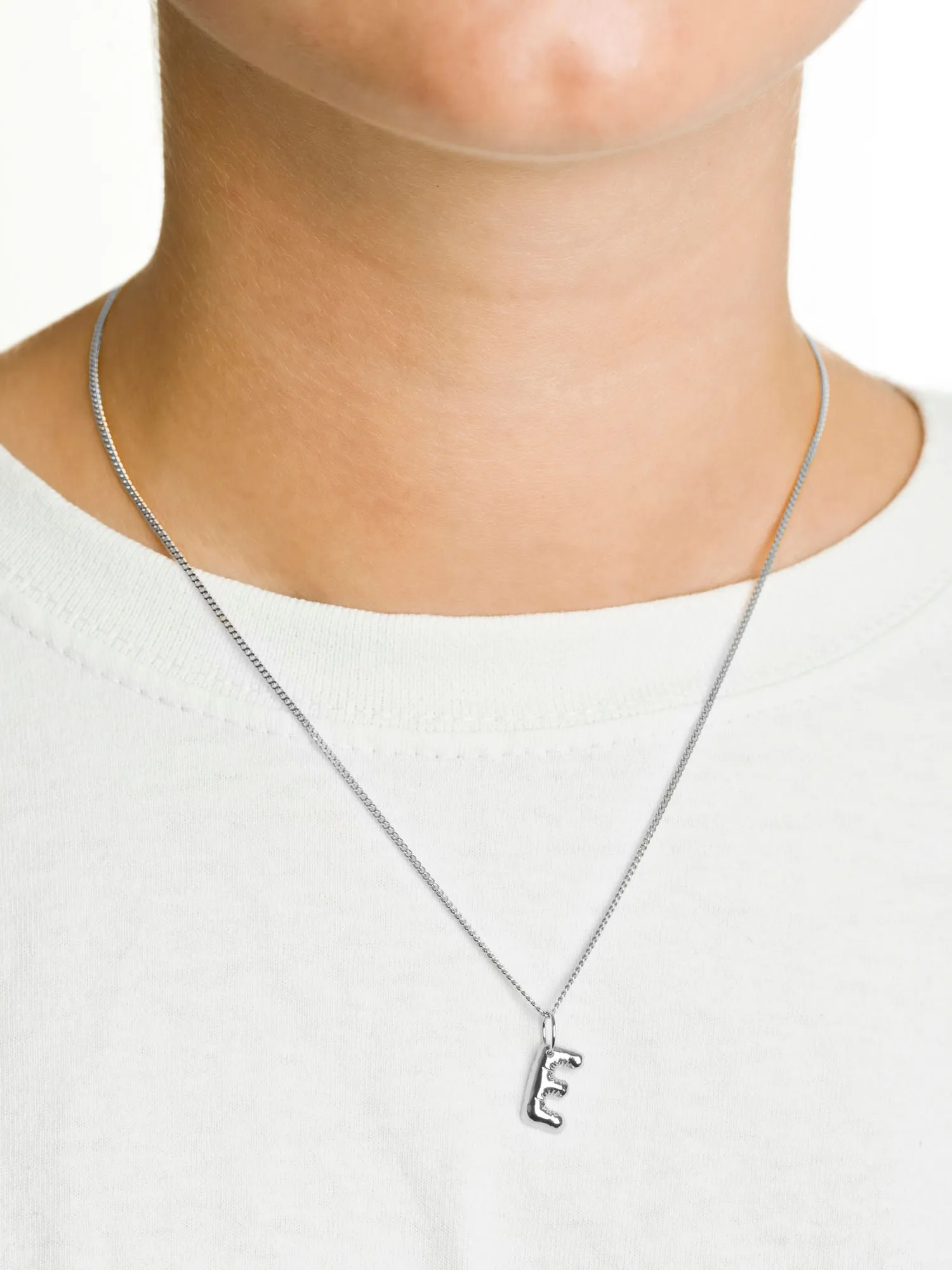 Letter E Silver Necklace