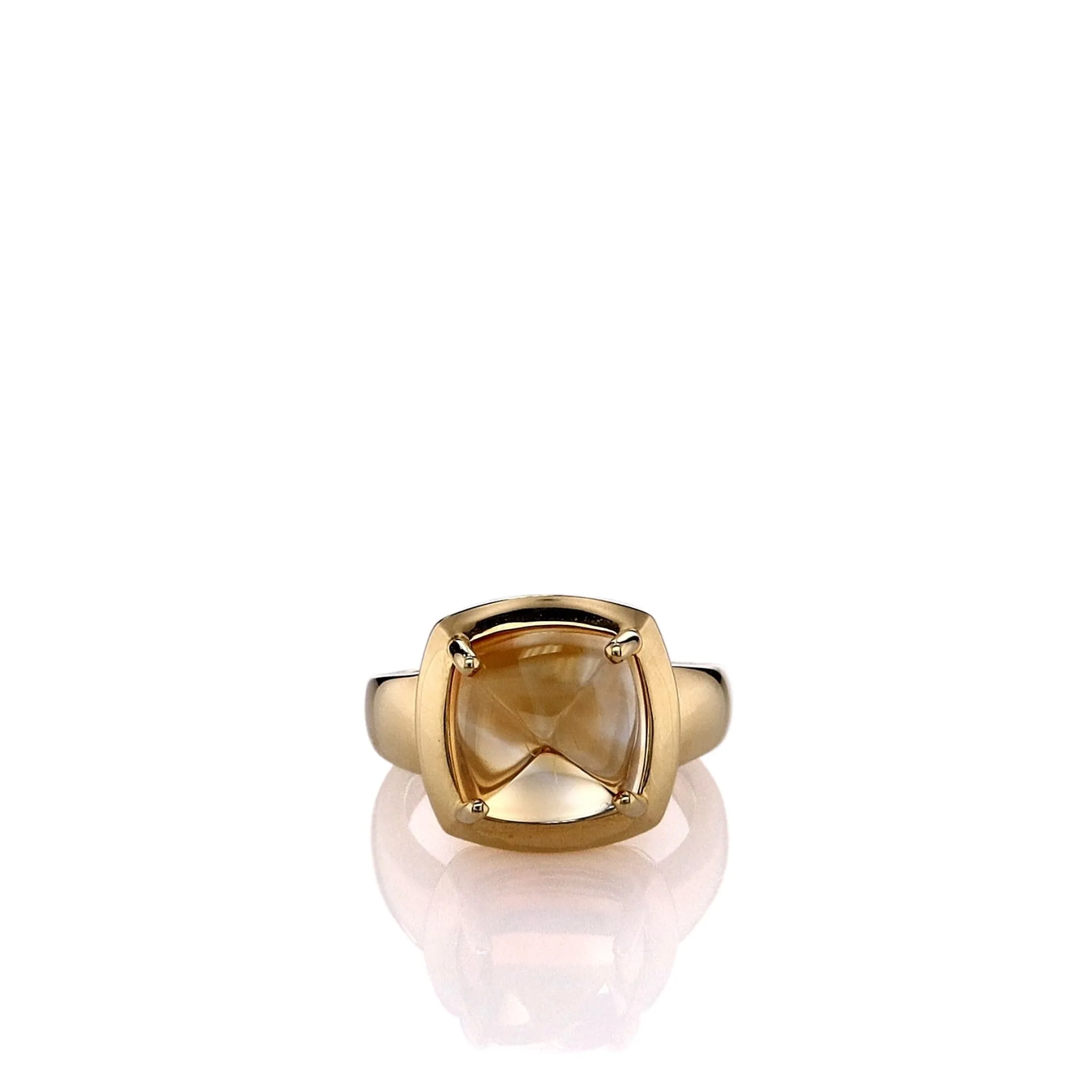 Lisa Nik 18k Yellow Gold Square Sugarloaf Citrine Ring