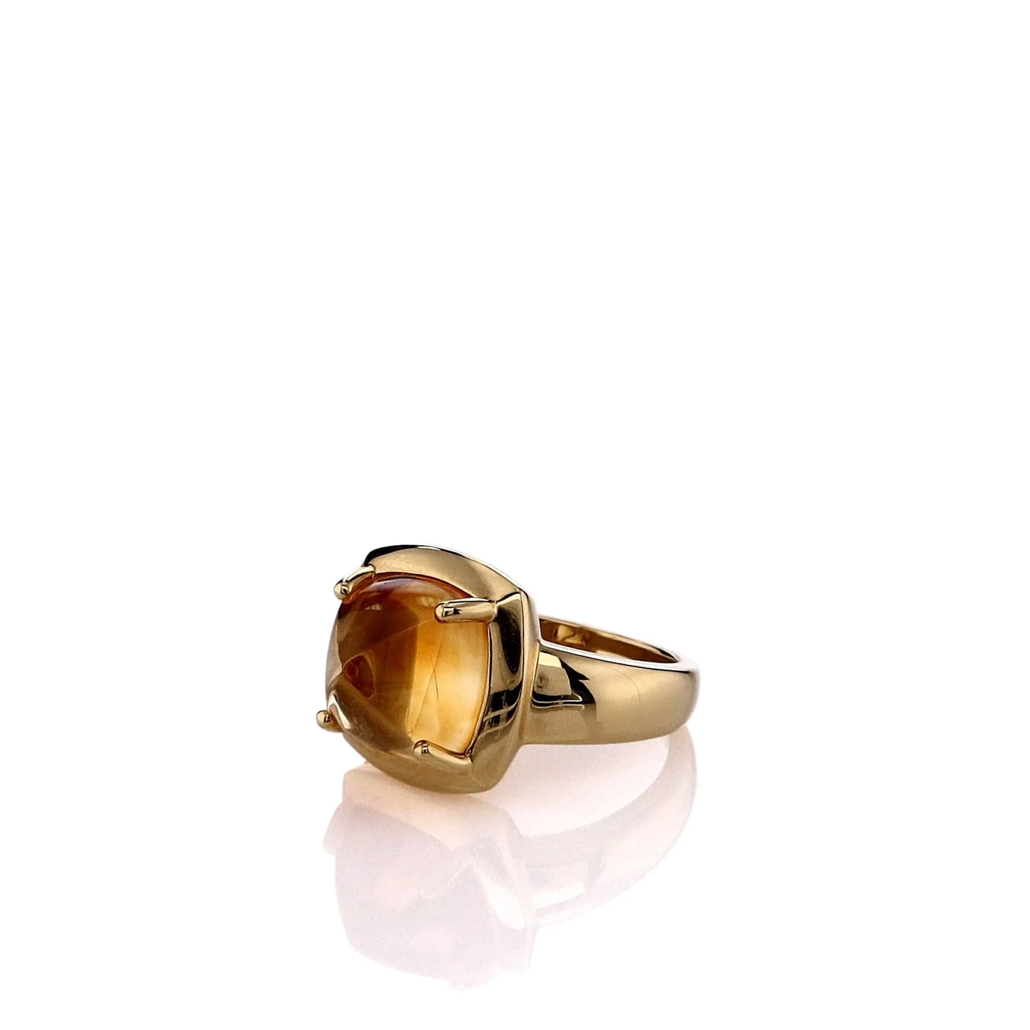 Lisa Nik 18k Yellow Gold Square Sugarloaf Citrine Ring