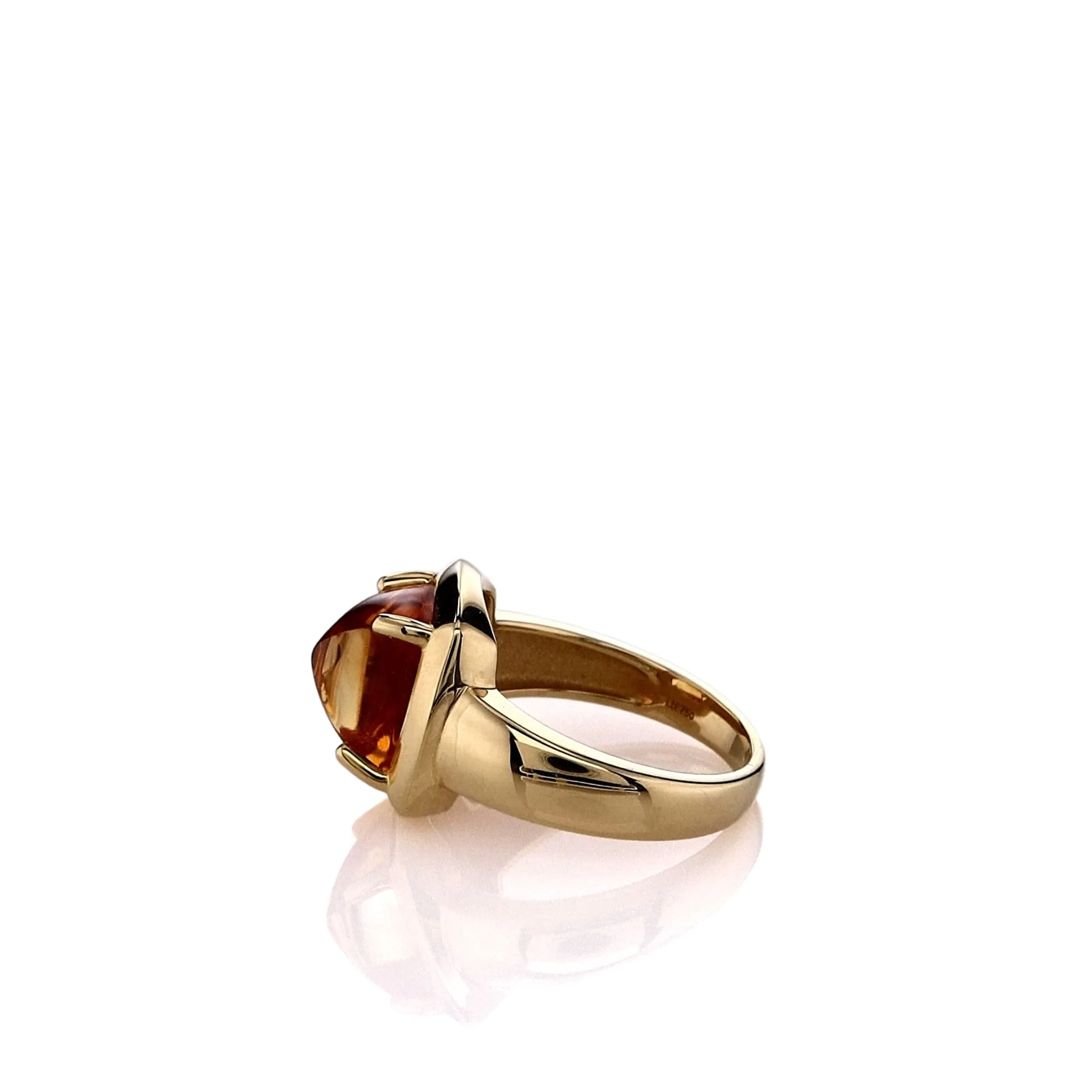 Lisa Nik 18k Yellow Gold Square Sugarloaf Citrine Ring
