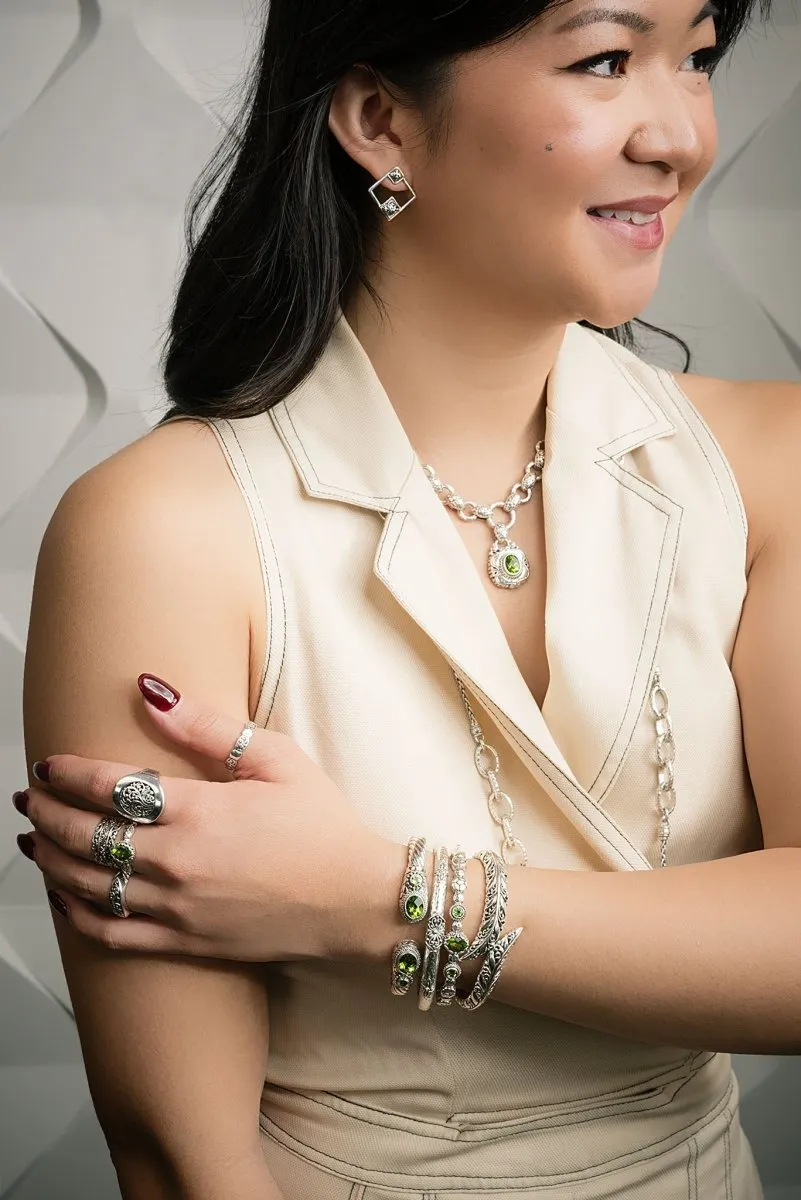 Live in Peace Bangle? in Peridot