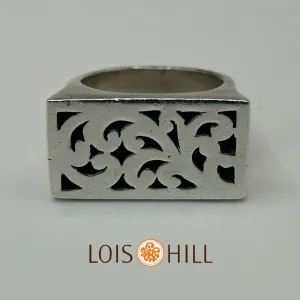 Lois Hill Scrolled Sterling Silver Chunky Ring Size 7.5