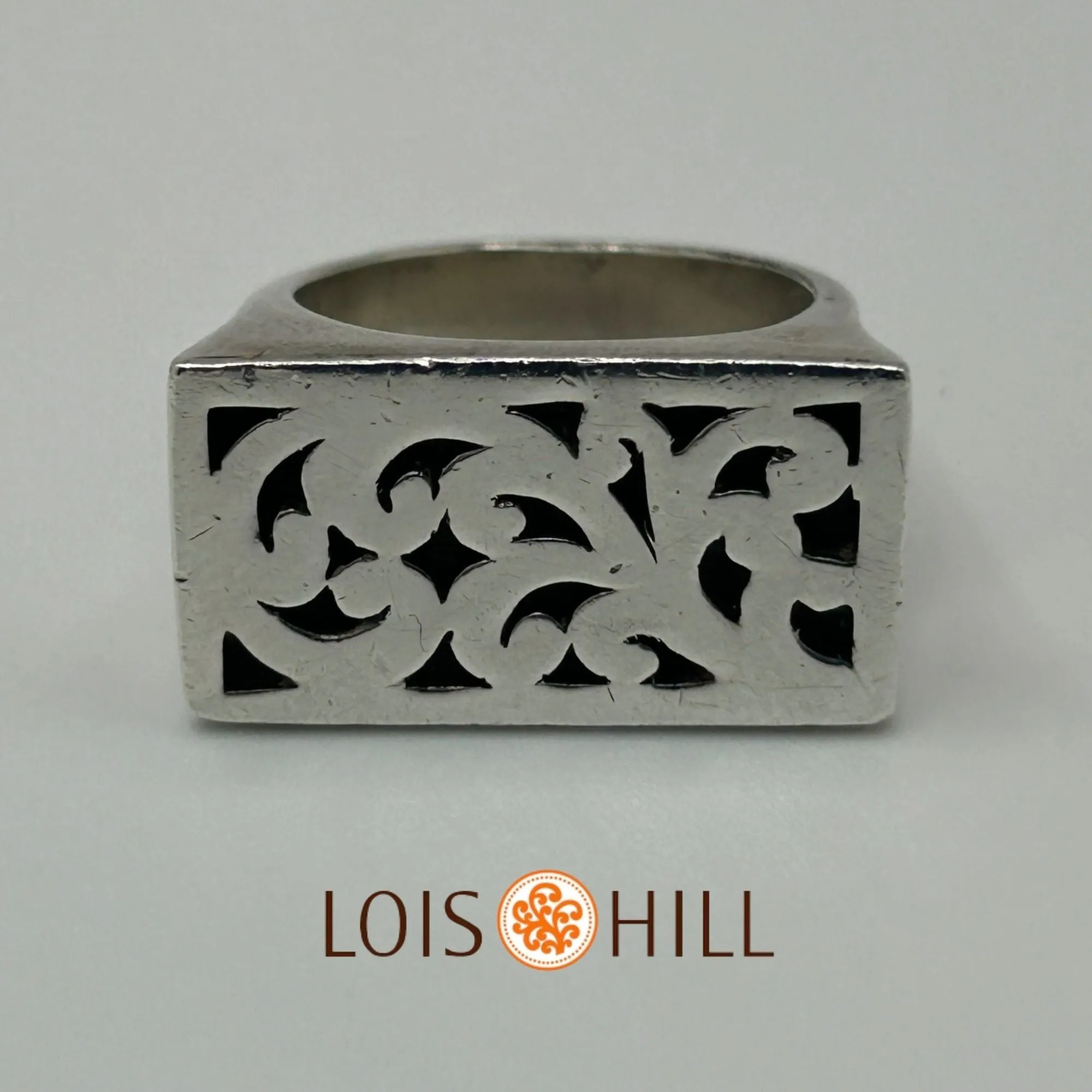 Lois Hill Scrolled Sterling Silver Chunky Ring Size 7.5