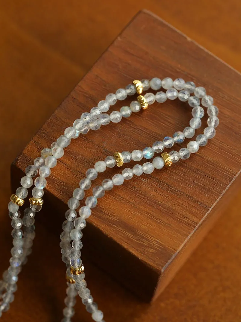 Lucky Four-leaf Clover Labradorite Charm Necklace