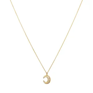 Lunar Pav?? 18K Gold Pendant w. Diamonds