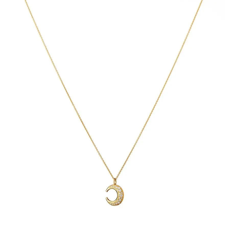 Lunar Pav?? 18K Gold Pendant w. Diamonds