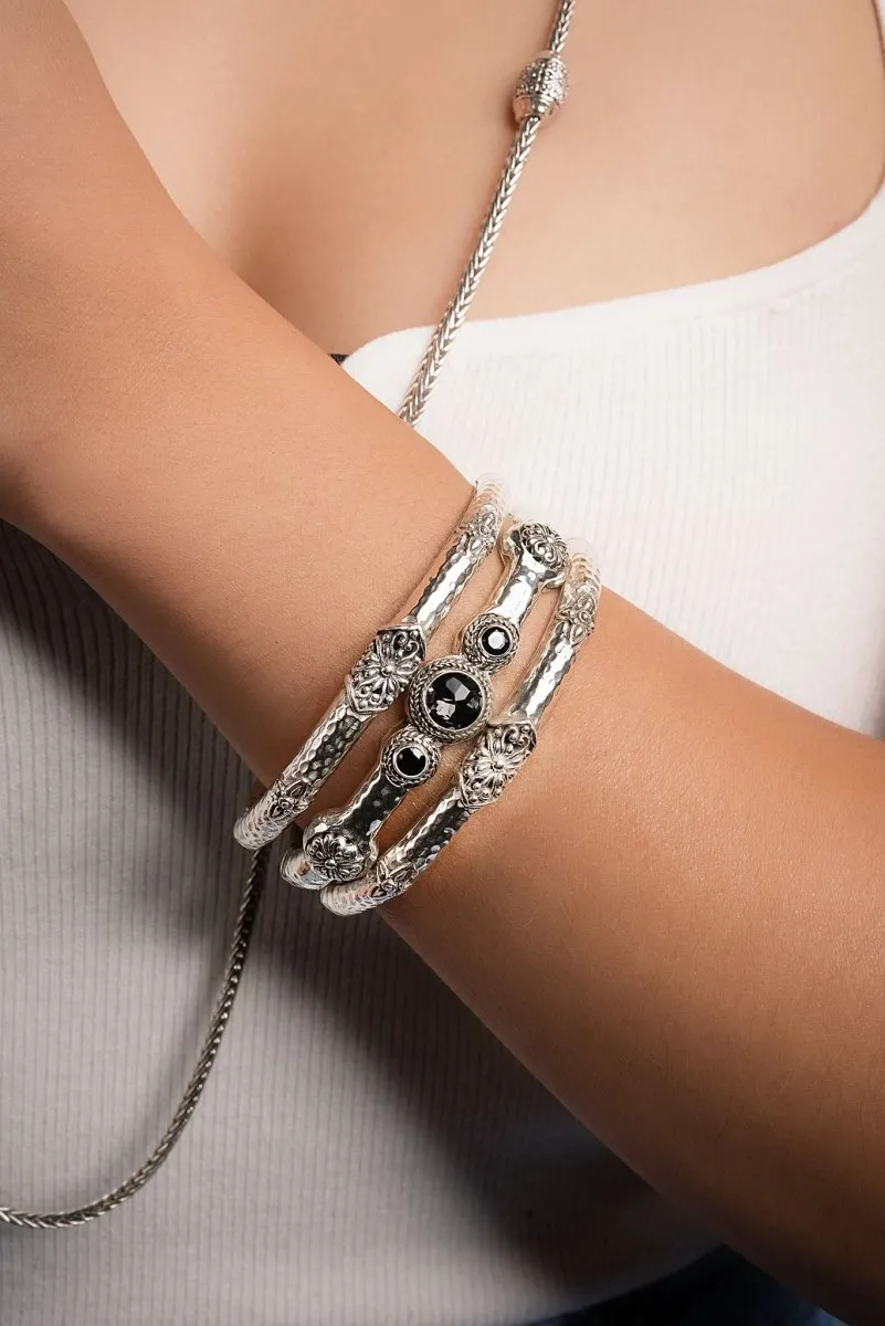 Make Your Light Shine Bangle? in Odyssey Black Knight? Mystic Quartz & Black Spinel