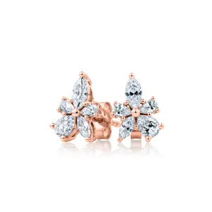 Marquise and Pear stud earrings with 1.42 carats* of diamond simulants in 10 carat rose gold