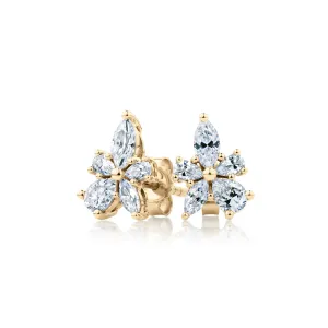 Marquise and Pear stud earrings with 1.42 carats* of diamond simulants in 10 carat yellow gold