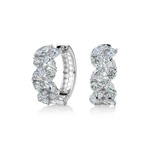 Marquise and Round Brilliant hoop earrings with 2.88 carats* of diamond simulants in 10 carat white gold