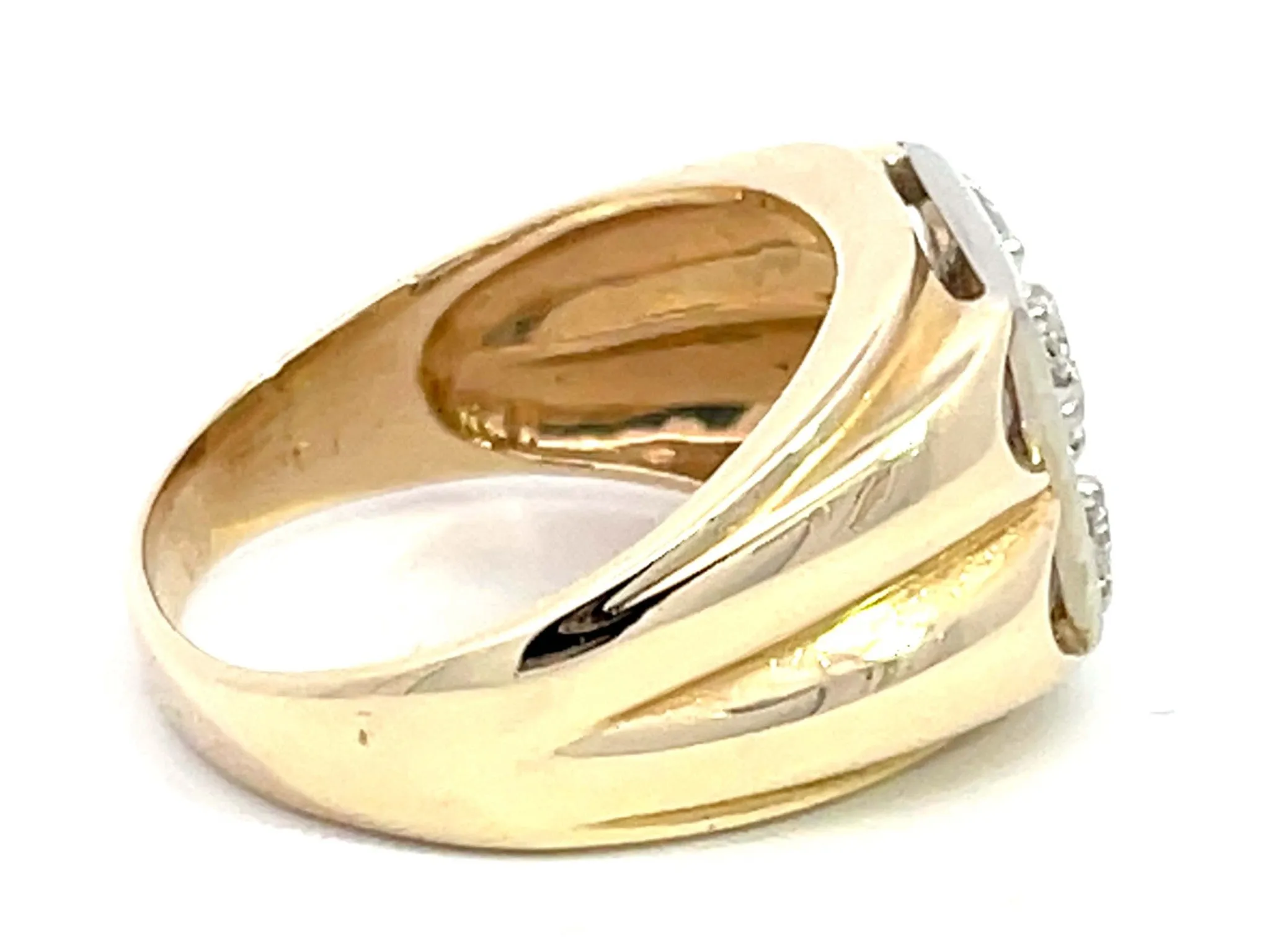 Mens Two Toned 5 Round Brilliant Diamond Ring in 14k