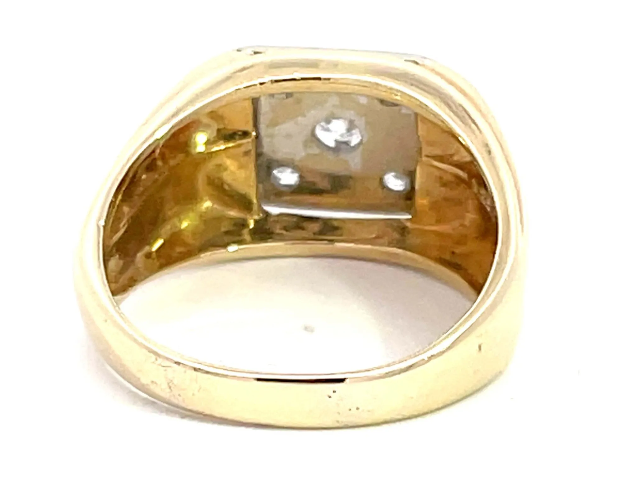 Mens Two Toned 5 Round Brilliant Diamond Ring in 14k