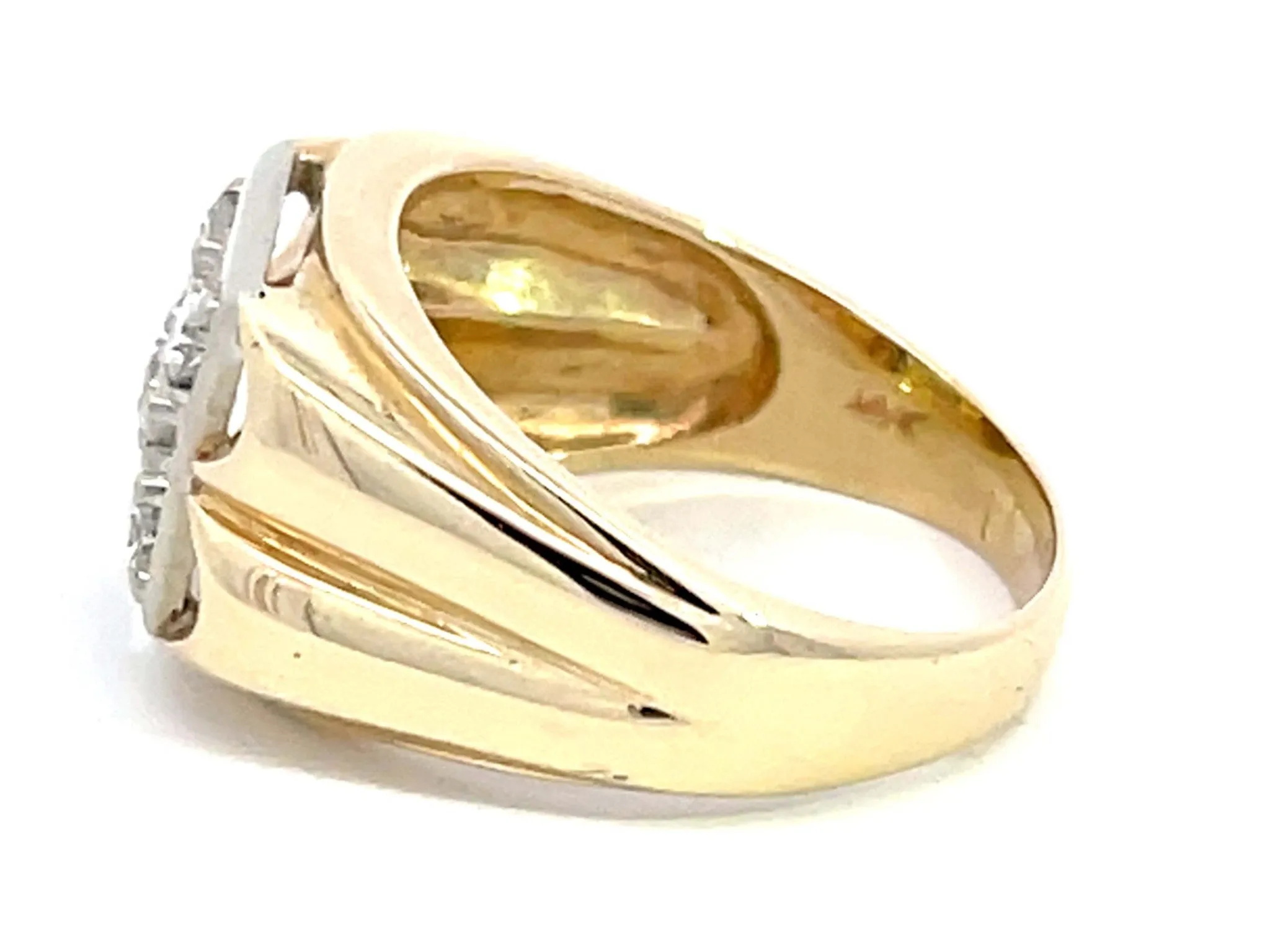 Mens Two Toned 5 Round Brilliant Diamond Ring in 14k