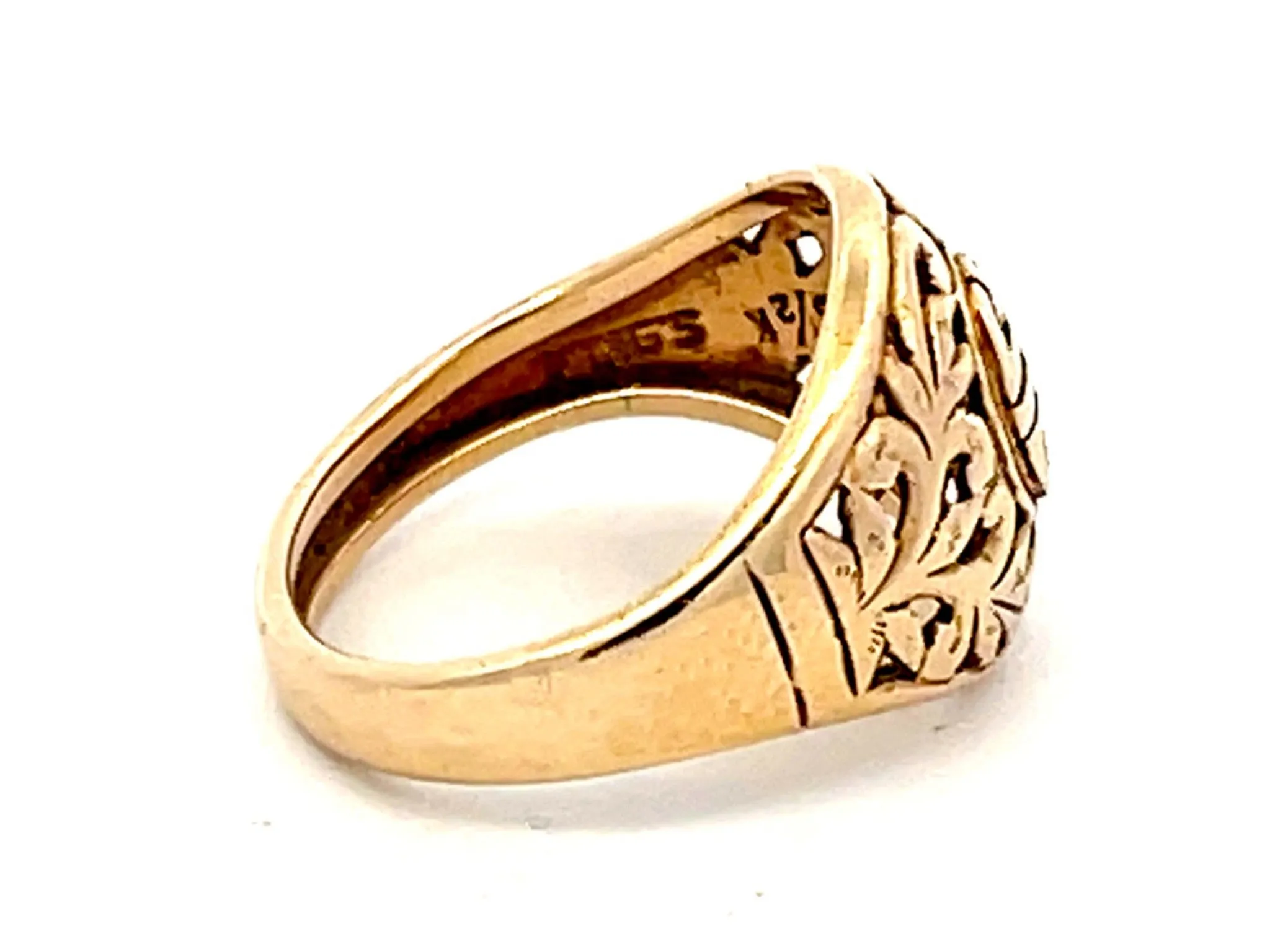 Mings Longevity Cutout Dome Ring in 14k Yellow Gold