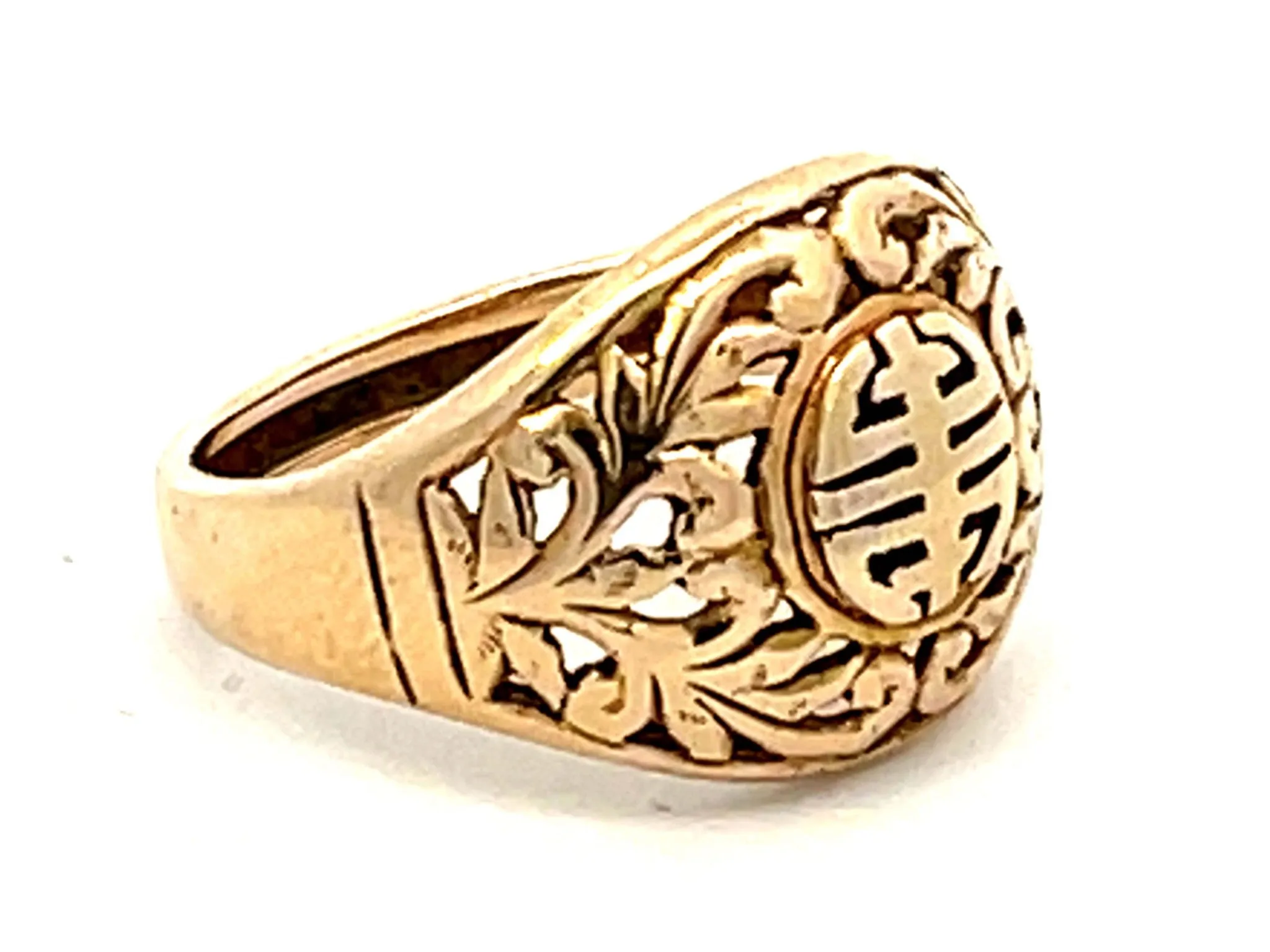 Mings Longevity Cutout Dome Ring in 14k Yellow Gold