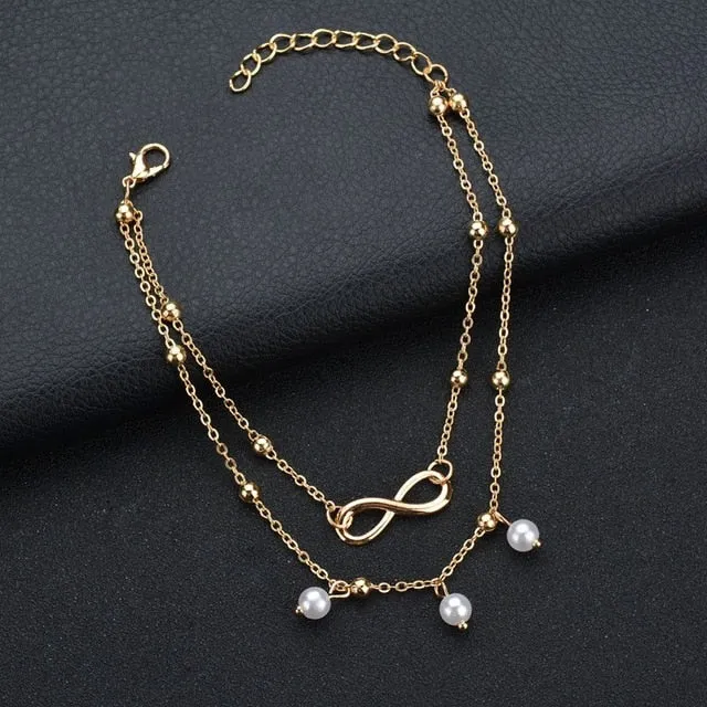 MissCyCy Boho Style Star Anklet Fashion Multilayer Foot Chain 2018 New Ankle Bracelet for Women Beach Accessories Gift