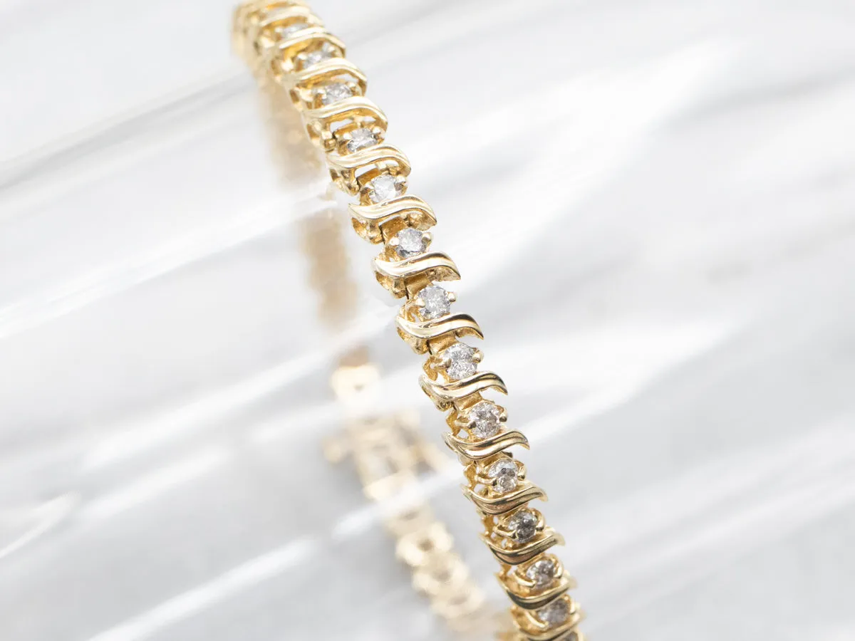 Modern Gold Diamond Tennis Bracelet