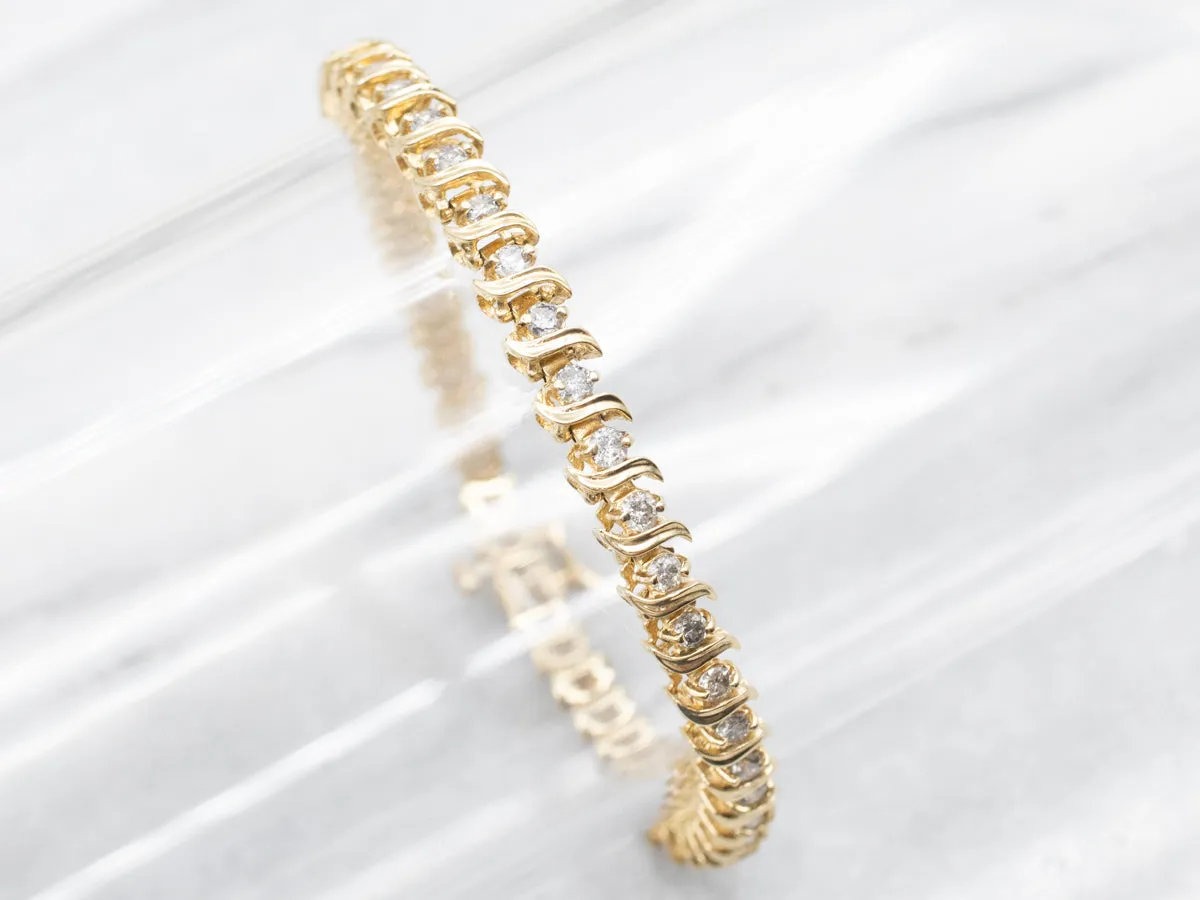 Modern Gold Diamond Tennis Bracelet
