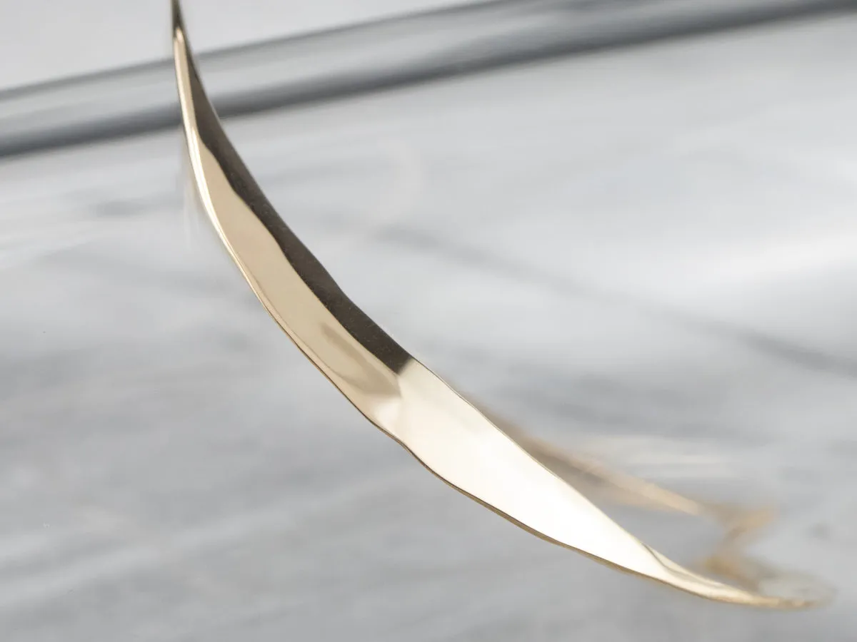 Modernist Hammered Gold Bangle Bracelet