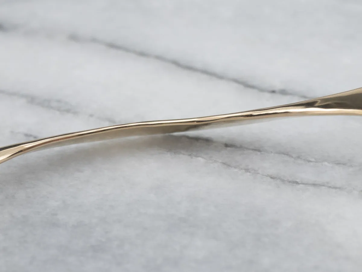 Modernist Hammered Gold Bangle Bracelet