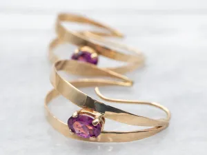 Modernist Rhodolite Garnet Drop Earrings