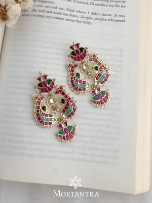 Multicolor Gold Plated Jadau Kundan Earrings - ME1114M